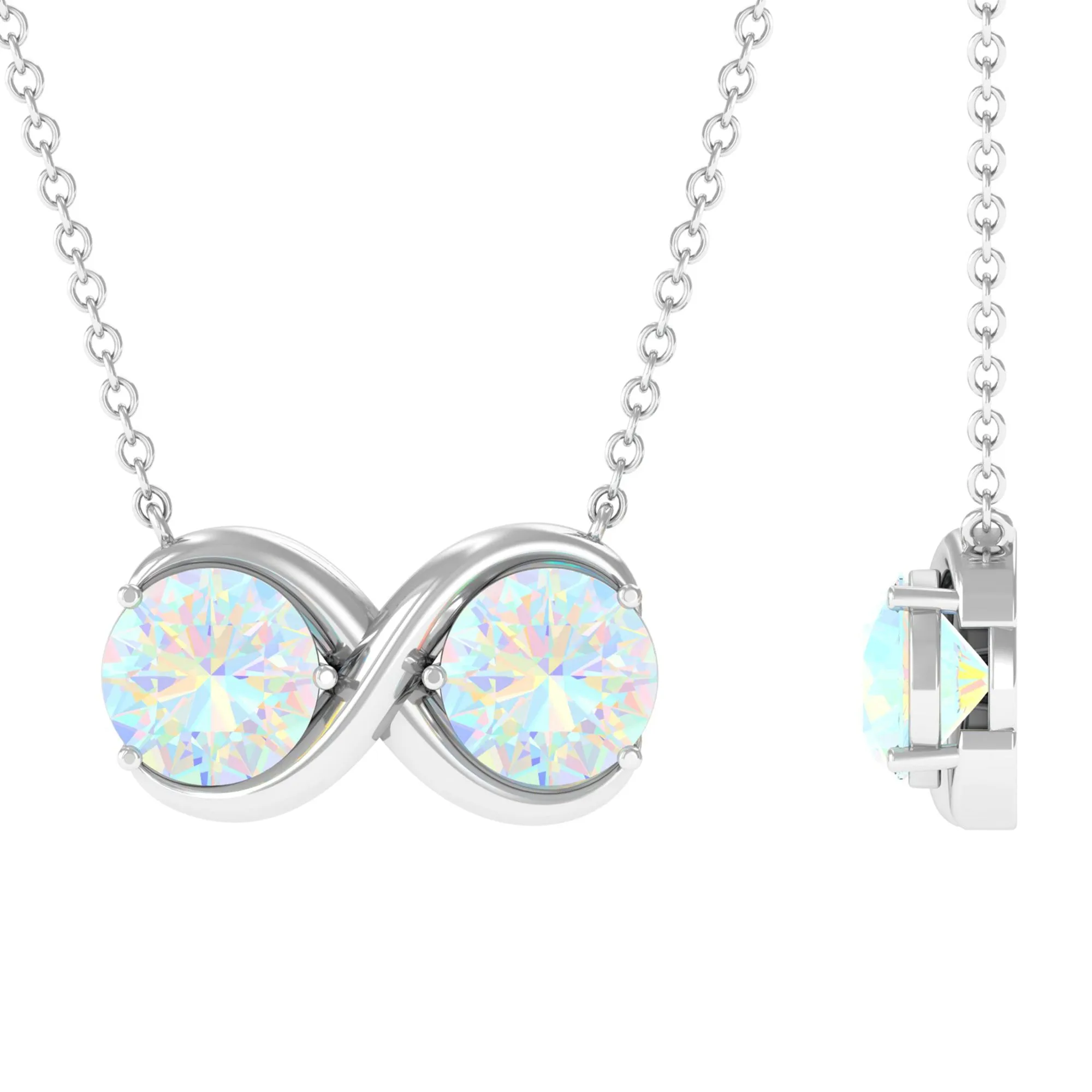 Ethiopian Opal Two Stone Infinity Pendant Necklace