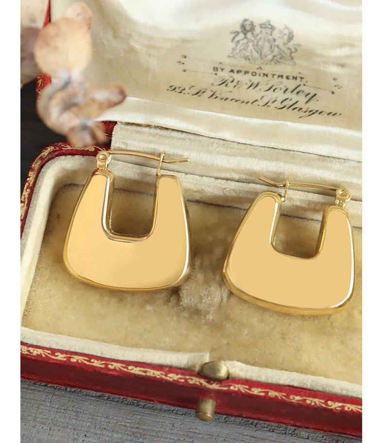 European Chic 18k Gold Plated U-Shaped Earrings for Women