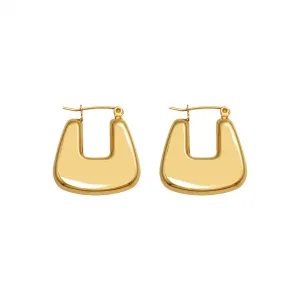 European Chic 18k Gold Plated U-Shaped Earrings for Women