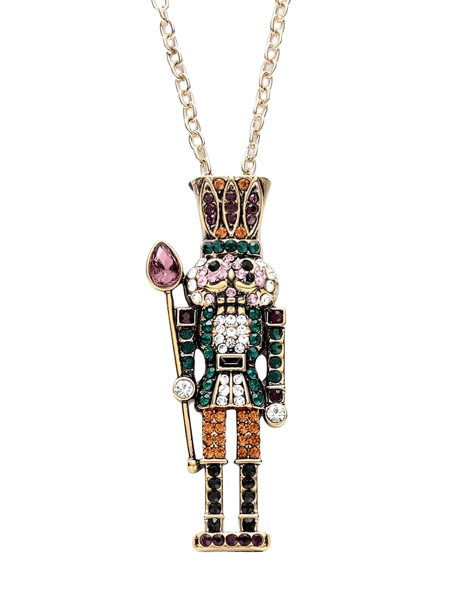 Exquisite Colorful Crystals Nutcracker Ballet Pendant Necklace