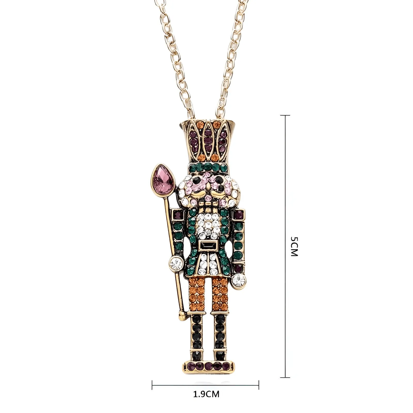 Exquisite Colorful Crystals Nutcracker Ballet Pendant Necklace