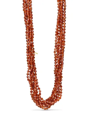 Faceted Eight Strand Hessonite Beaded Necklace