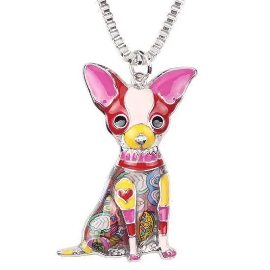 Fashion Acrylic Chihuahuas Dog Pattern Necklace Charm Jewelry BOS1054