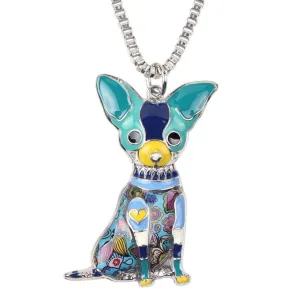 Fashion Acrylic Chihuahuas Dog Pattern Necklace Charm Jewelry BOS1054