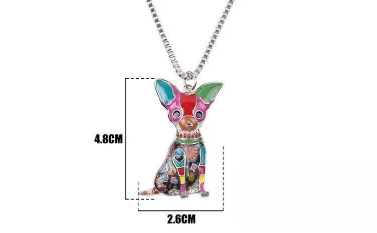 Fashion Acrylic Chihuahuas Dog Pattern Necklace Charm Jewelry BOS1054