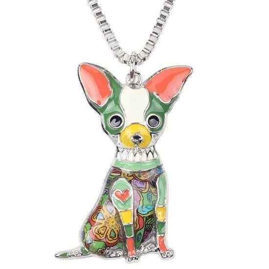 Fashion Acrylic Chihuahuas Dog Pattern Necklace Charm Jewelry BOS1054