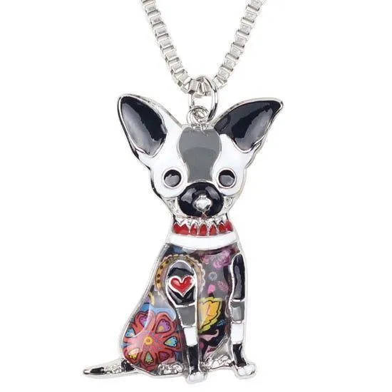 Fashion Acrylic Chihuahuas Dog Pattern Necklace Charm Jewelry BOS1054