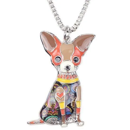 Fashion Acrylic Chihuahuas Dog Pattern Necklace Charm Jewelry BOS1054