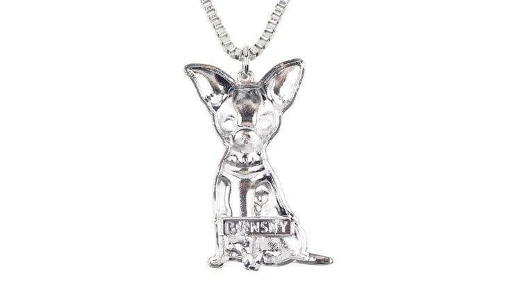 Fashion Acrylic Chihuahuas Dog Pattern Necklace Charm Jewelry BOS1054