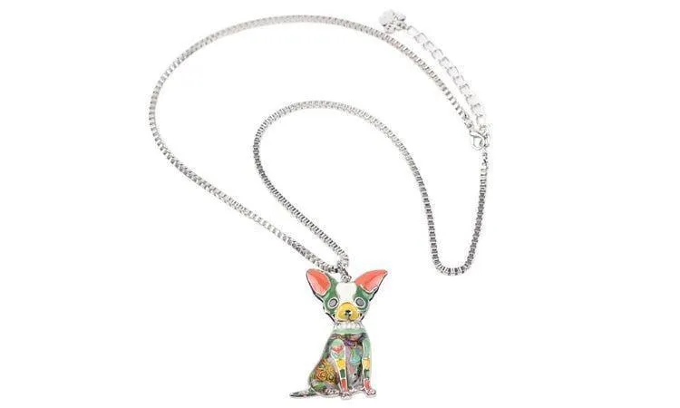 Fashion Acrylic Chihuahuas Dog Pattern Necklace Charm Jewelry BOS1054