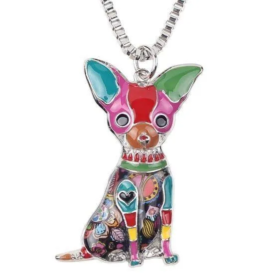 Fashion Acrylic Chihuahuas Dog Pattern Necklace Charm Jewelry BOS1054