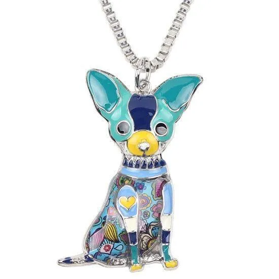 Fashion Acrylic Chihuahuas Dog Pattern Necklace Charm Jewelry BOS1054