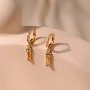 Gold Crystal Drop Earrings-jlt11731