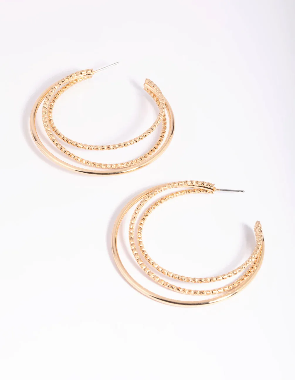 Gold Diamond Cut Hoop Earrings