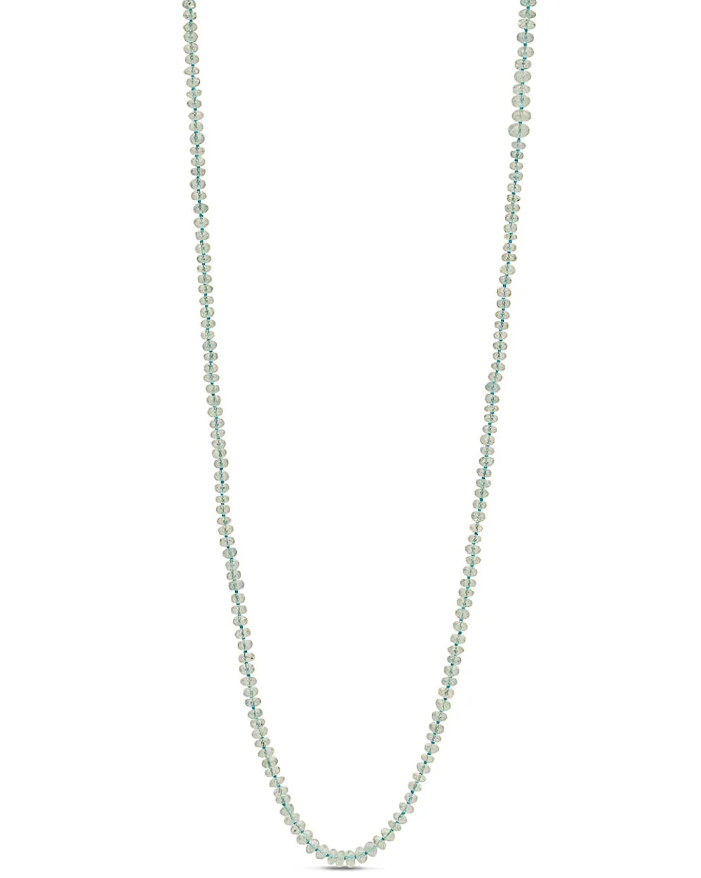 Gold Faceted Aquamarine Beaded Long Necklace