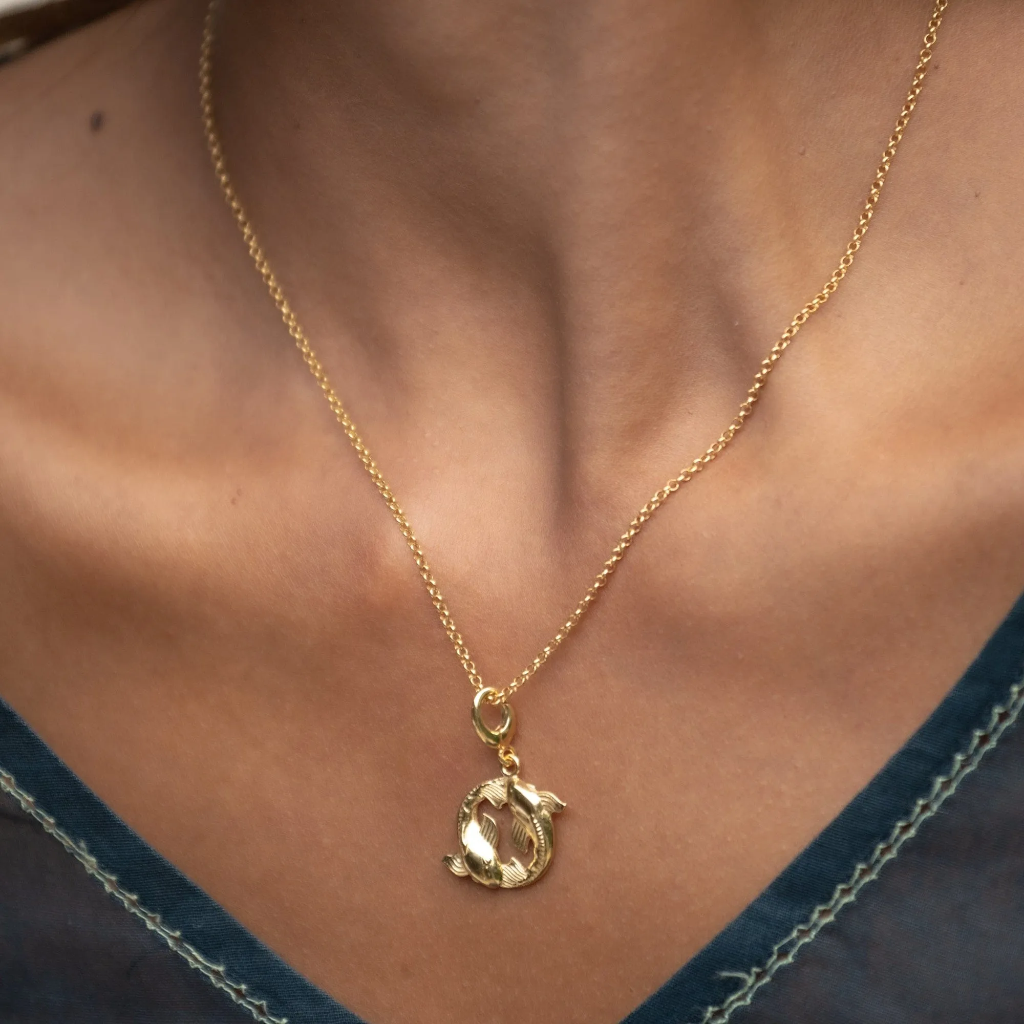 Gold Plated Koi Fish Pisces Zodiac Necklace