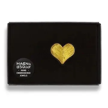 Golden Heart Embroidered Pin