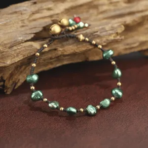 Green Pearls Handmade Braided Bracelet