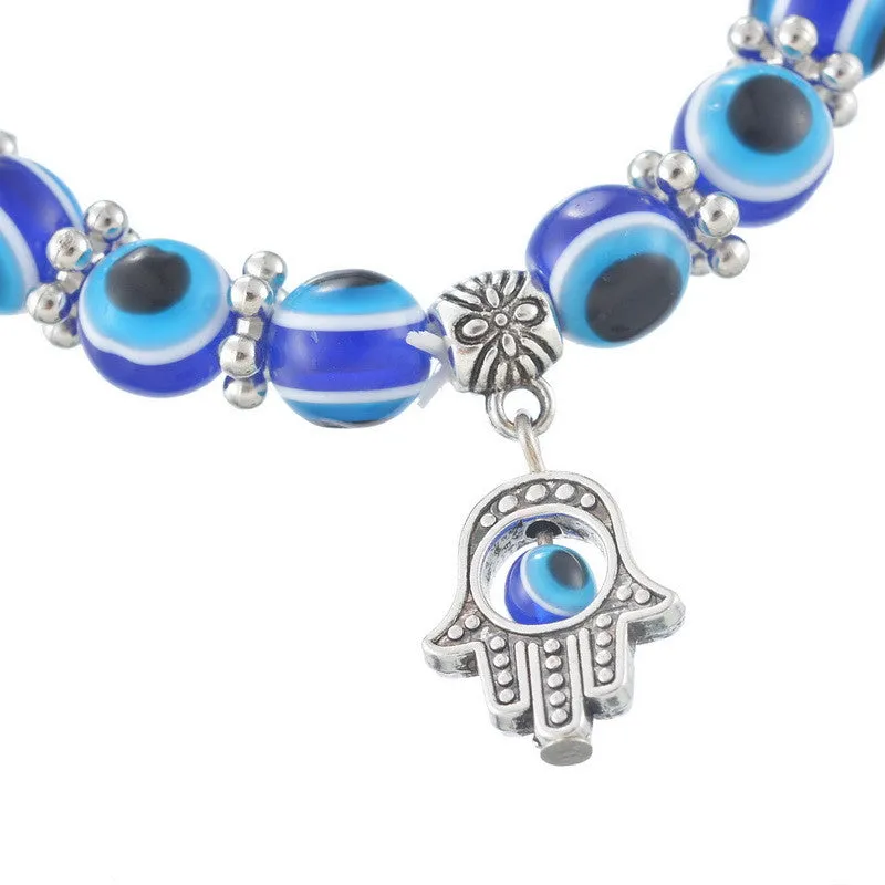 Hamsa Fatima Hand Evil charm magic captivate allure Eyes Bracelet Handmade Beads Bracelet