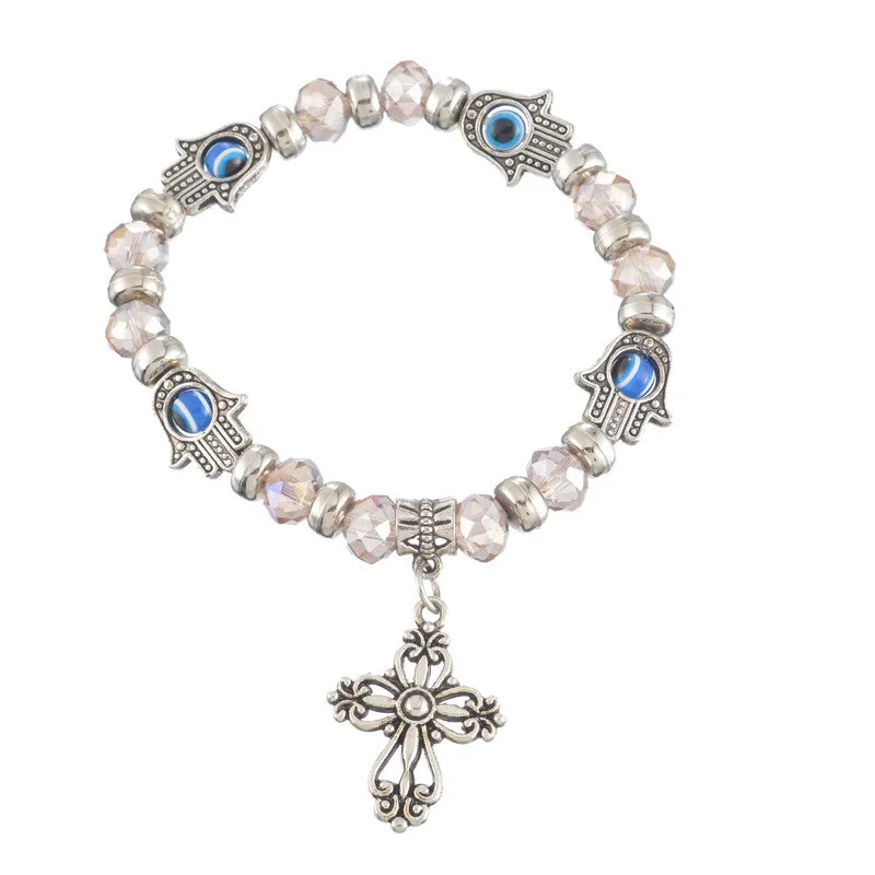 Hamsa Fatima Hand Evil charm magic captivate allure Eyes Bracelet Handmade Beads Bracelet