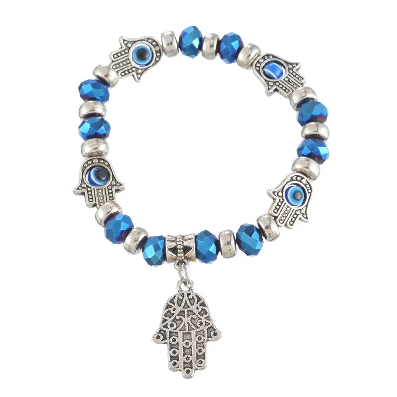 Hamsa Fatima Hand Evil charm magic captivate allure Eyes Bracelet Handmade Beads Bracelet