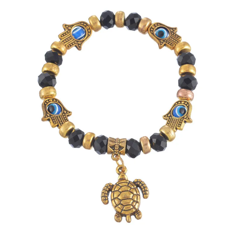 Hamsa Fatima Hand Evil charm magic captivate allure Eyes Bracelet Handmade Beads Bracelet