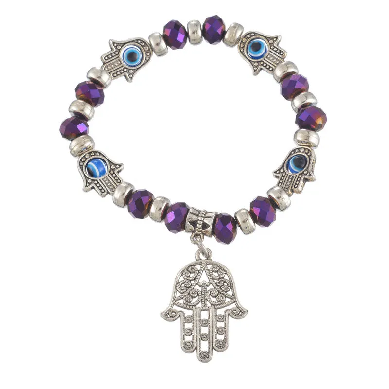 Hamsa Fatima Hand Evil charm magic captivate allure Eyes Bracelet Handmade Beads Bracelet