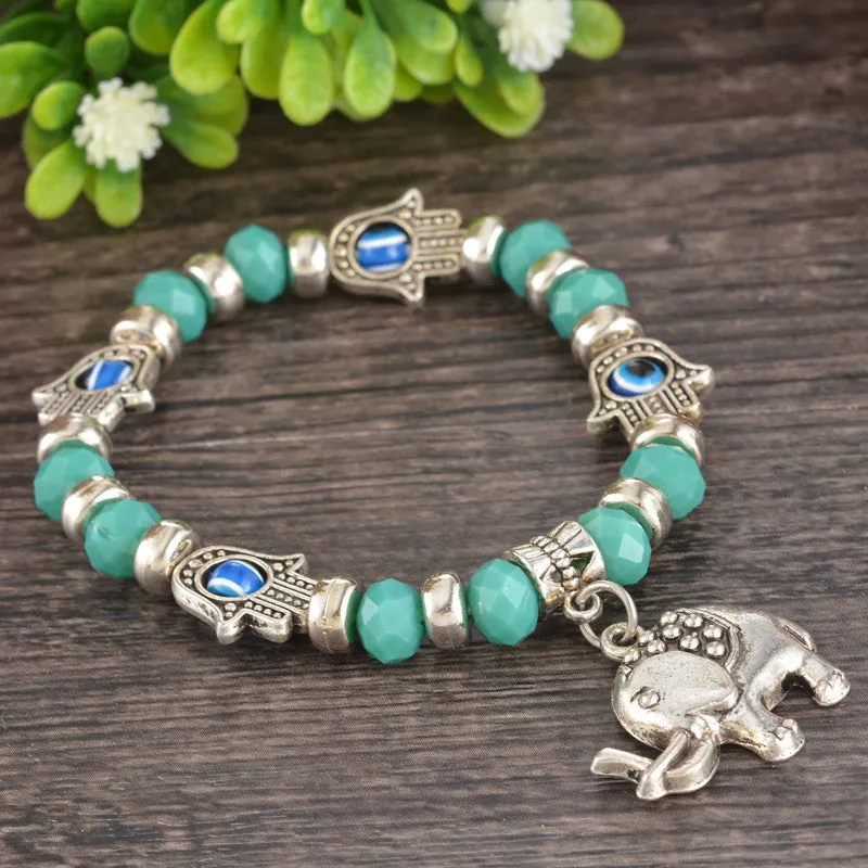 Hamsa Fatima Hand Evil charm magic captivate allure Eyes Bracelet Handmade Beads Bracelet