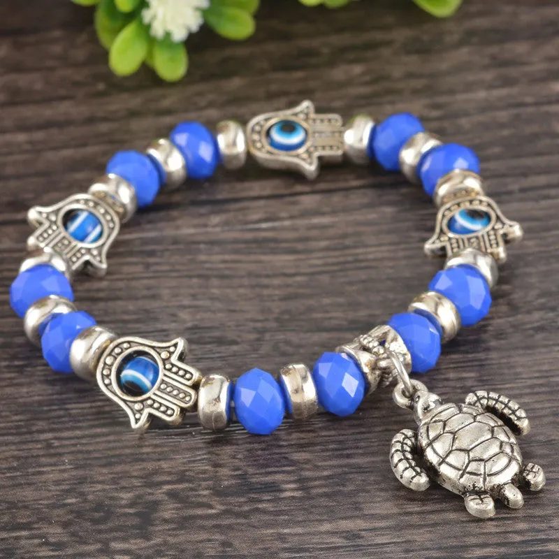 Hamsa Fatima Hand Evil charm magic captivate allure Eyes Bracelet Handmade Beads Bracelet