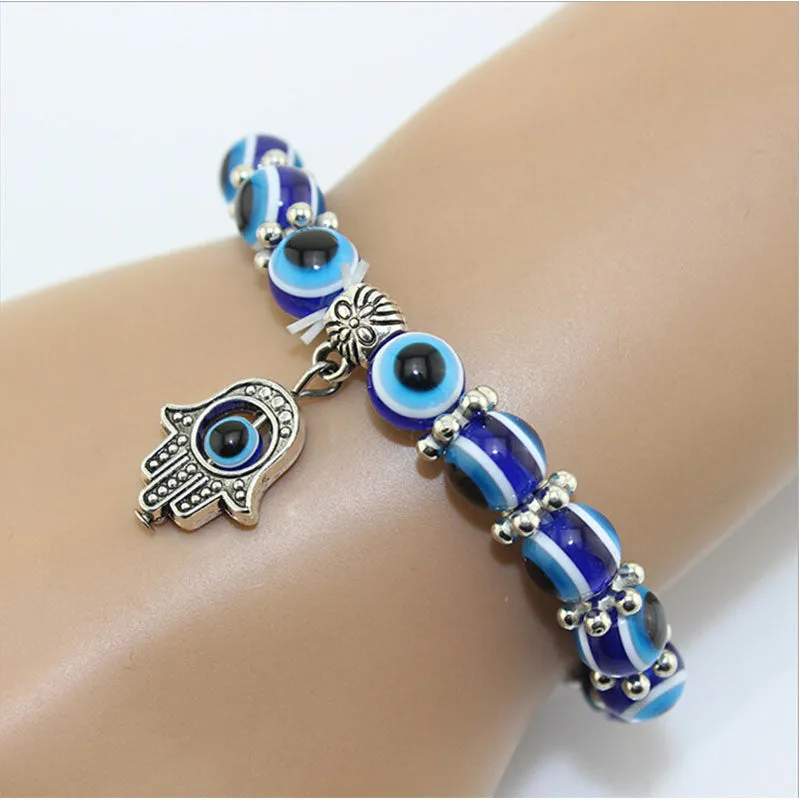 Hamsa Fatima Hand Evil charm magic captivate allure Eyes Bracelet Handmade Beads Bracelet