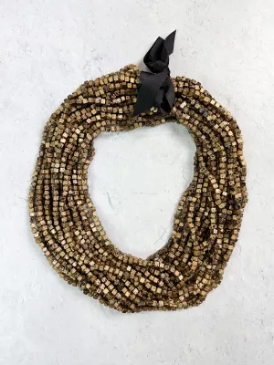 Hand Painted The Next Pashmina Beaded Necklace, Gold/Black