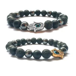 Handmade Buddha Hand Evil Eye Natural Stone Sports Bracelet