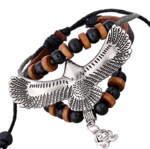 Handmade Eagle Charm Leather Adjustable Bracelet Wristband Jewelry Bijouterie Unisex For Men Girls Woman Gift