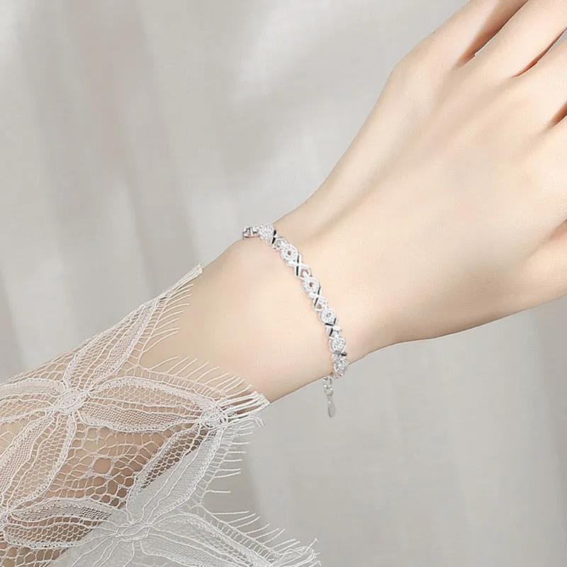 Handmade Sterling Silver Cross Charm Bangle Bracelet