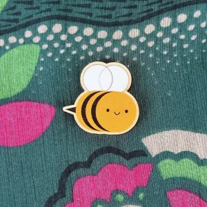 Happy Bumblebee Kawaii Wooden Pin