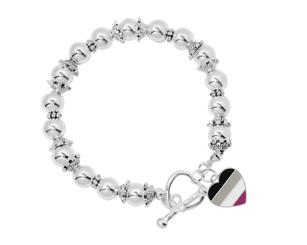 Heart-Shaped Asexual Flag LGBTQ Beaded Charm Bracelets