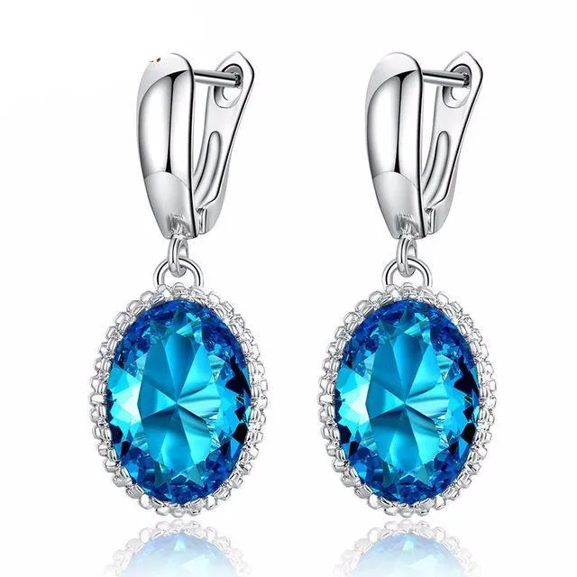 High Quality Colorful Stones Silver Earring