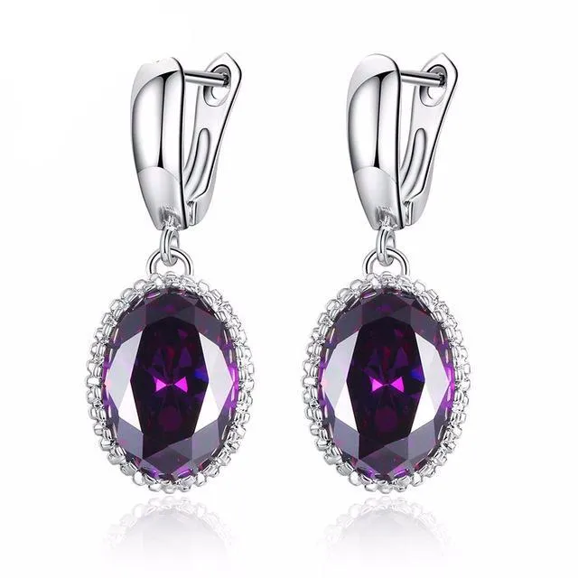 High Quality Colorful Stones Silver Earring