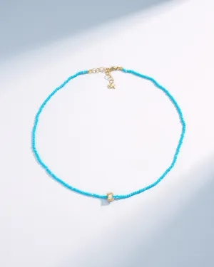 Infinite Beaded Turquoise & Mini Diamond Rondelle Necklace