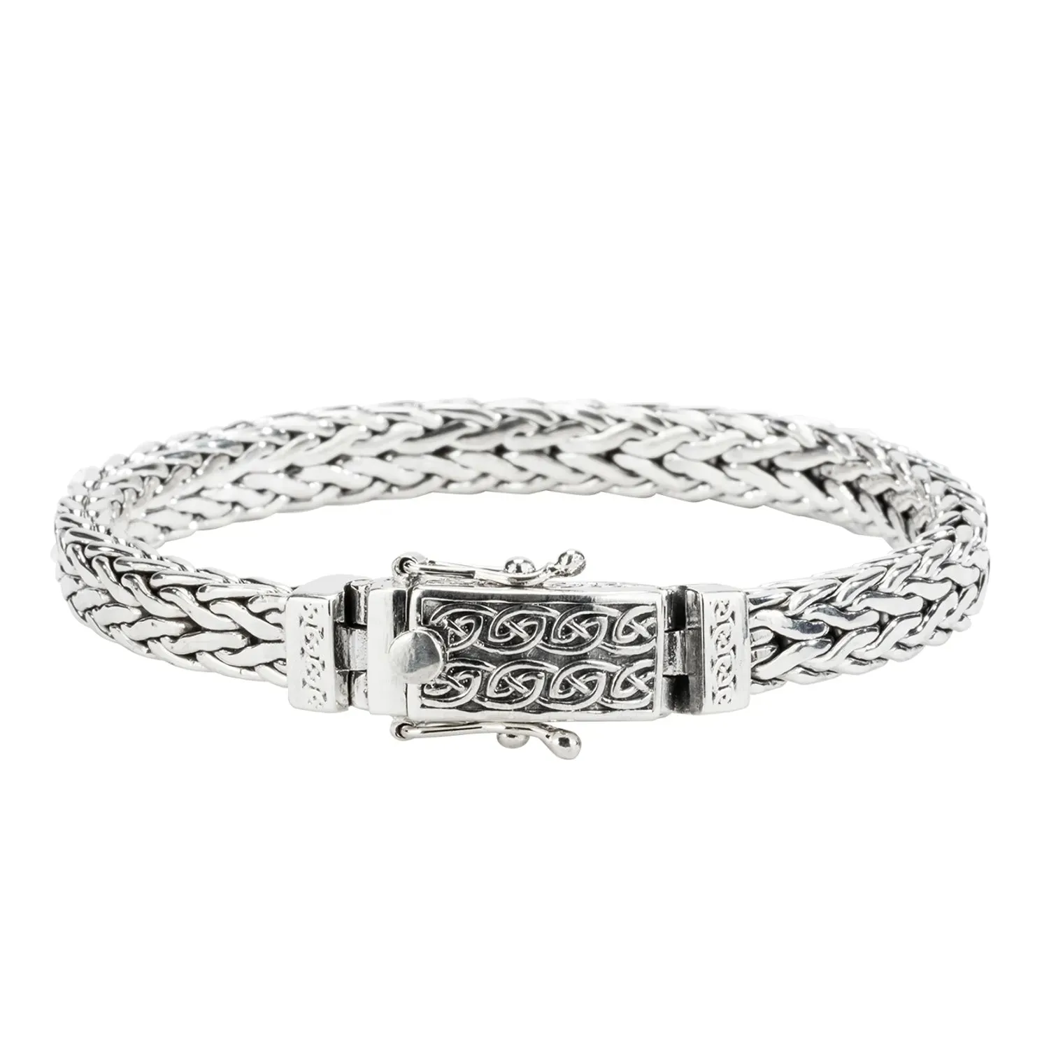 Keith Jack Sterling Silver Celtic Square Dragon Weave Bracelet