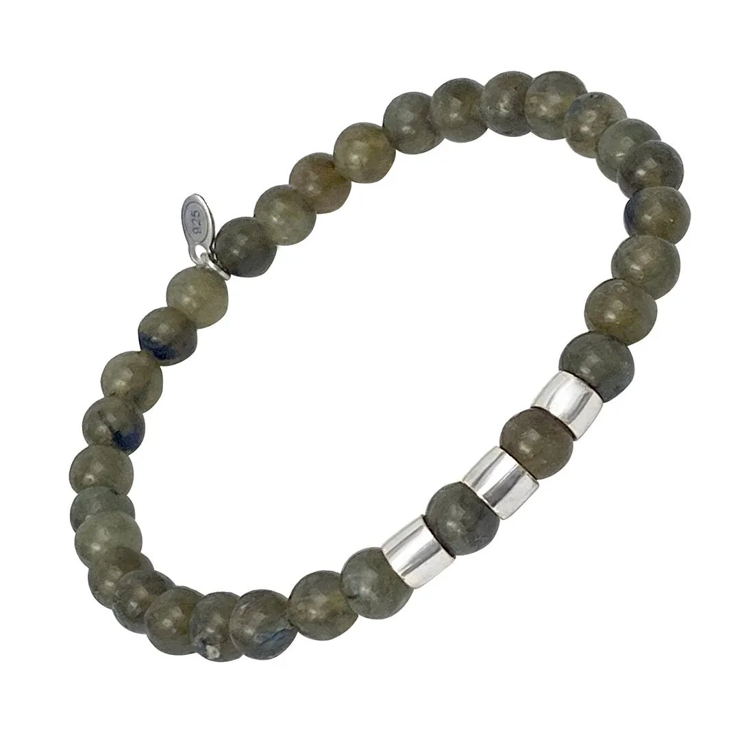 Labradorite Beads and Sterling Flex Bracelet