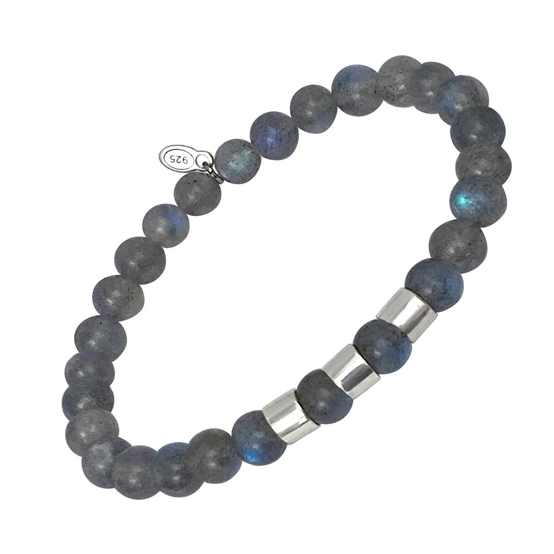 Labradorite Beads and Sterling Flex Bracelet