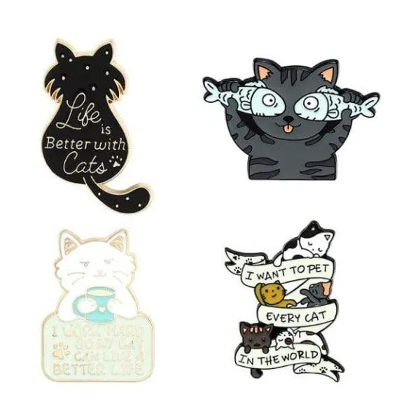 Life is Better with Cats Enamel Pins