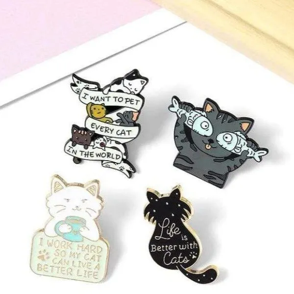 Life is Better with Cats Enamel Pins