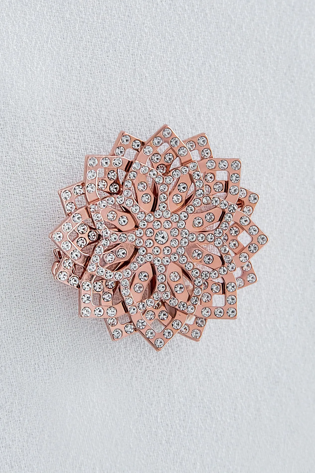 Lotus Brooch - Rose-Gold With Crystals