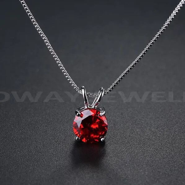 LOWAY Classic Permanent 2 Carat Solitaire Hearts and Arrows Cubic Zirconia Pendant Necklace Fine Jewelry for Women XL1804