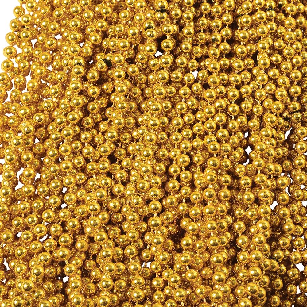 Mardi Gras Metallic Bead Necklaces Party Favor (144 Necklaces Per Package)