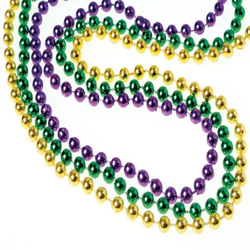 Mardi Gras Metallic Bead Necklaces Party Favor (144 Necklaces Per Package)