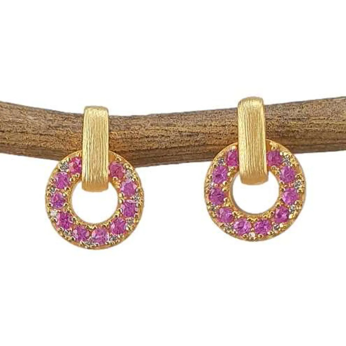 Marika 14K Gold, Pink Sapphire & Diamond Earrings M9301