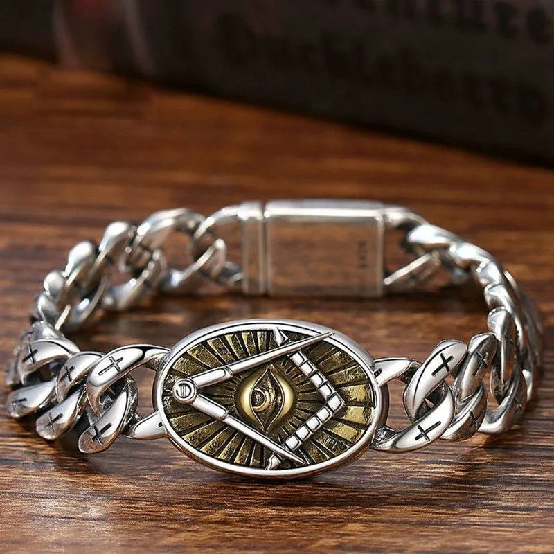 Master Mason Blue Lodge Bracelet - Handmade Silver Plated